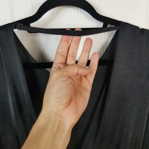 Wilfred Open Back Faux Leather Skirt Long Sleeve Dress Black Large - Picture 6 of 9